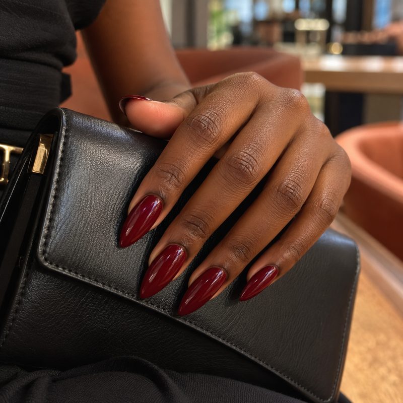 Wine Stiletto nail inspo
