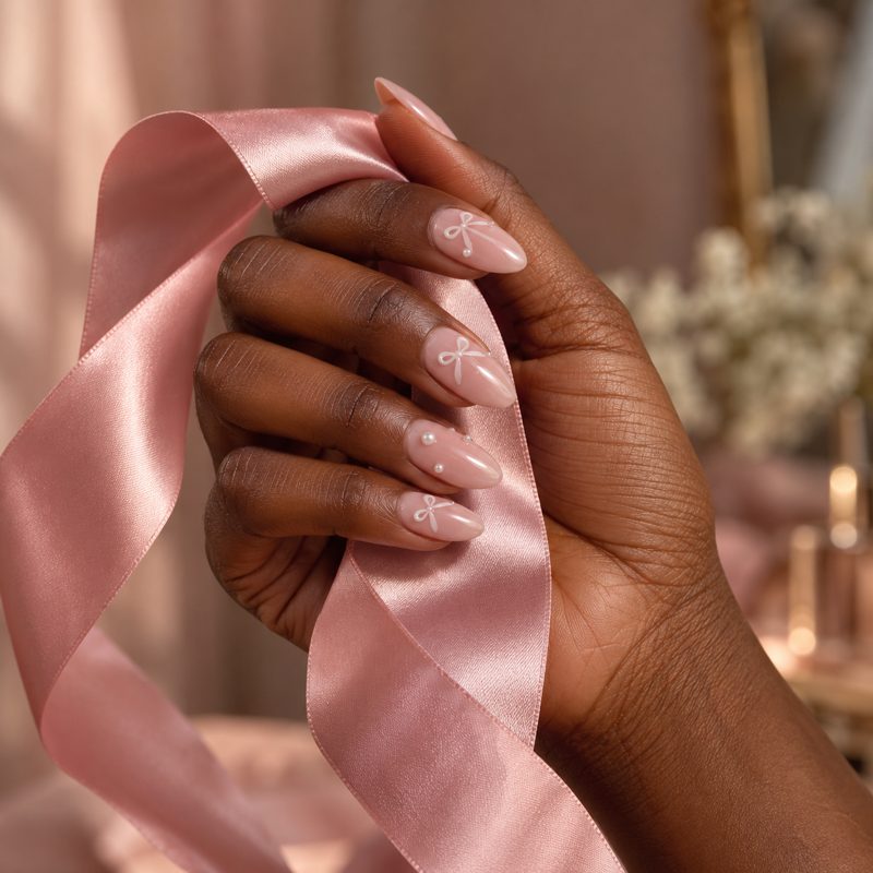 Bow Coquette nail inspo